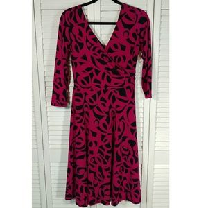New York & Company Fuchsia Faux Wrap Dress Sz M